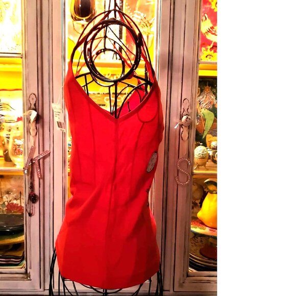 Vintage Betsey Johnson Y2K Marilyn Monroe Wink Christmas Santa Hat Tank Top L - Picture 4 of 8